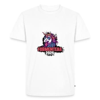 Formentera 2025 Licorne - T-shirt Premium bio Homme - blanc - Devant - Nico (187cm)