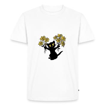 Le chat aux fleurs - T-shirt Premium bio Homme - blanc - Devant - Nico (187cm)
