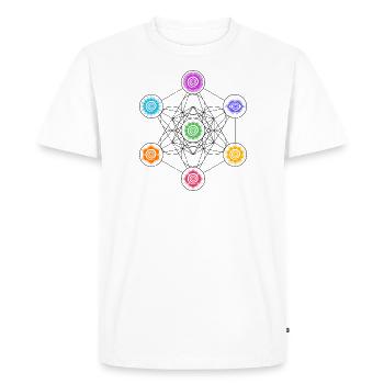 Metatrons Cube, Chakras, Cosmic Energy Centers, - Men's Premium Organic T-Shirt - white - Front - Nico (187cm)