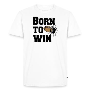 Football américain , Football américain , Né pour gagner (25) - T-shirt Premium bio Homme - blanc - Devant - Nico (187cm)
