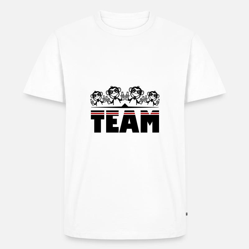 Affe Bier Team Drinking - Männer Premium Bio T-Shirt - Weiß