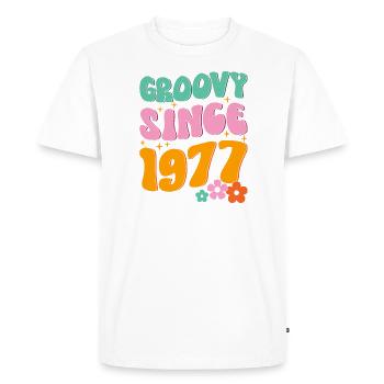 Groovy Hippie depuis 1977 - T-shirt Premium bio Homme - blanc - Devant - Nico (187cm)