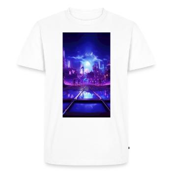 Purple Dystopian Dream City - Men's Premium Organic T-Shirt - white - Front - Nico (187cm)