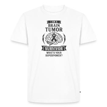 Je suis un survivant d’une tumeur cérébrale - T-shirt Premium bio Homme - blanc - Devant - Nico (187cm)