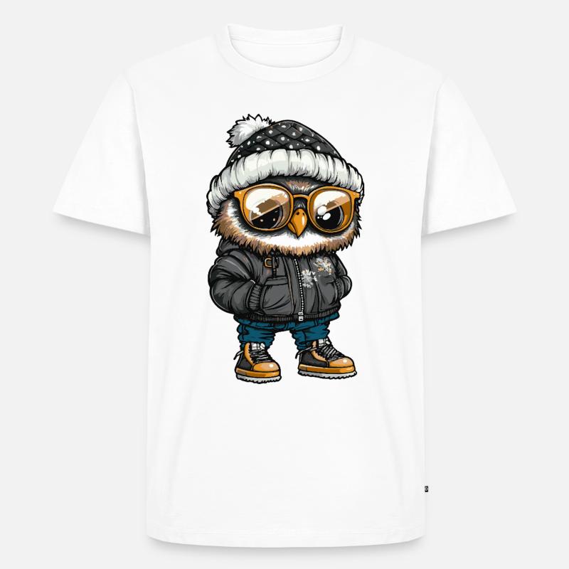 Eule Cool Comic - Männer Premium Bio T-Shirt - Weiß