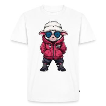 Sheep Cool Comic - Men's Premium Organic T-Shirt - white - Front - Nico (187cm)