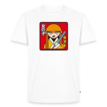 Tanuki Girl rouge - T-shirt Premium bio Homme - blanc - Devant - Nico (187cm)