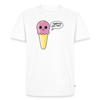 Strawberry Icecream Flapping Ass Hole - Men's Premium Organic T-Shirt - white - Front - Nico (187cm)