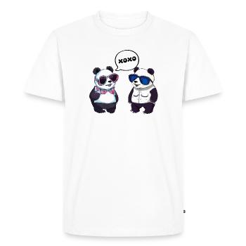 Cool panda design with two cute pandas - Men's Premium Organic T-Shirt - white - Front - Nico (187cm)