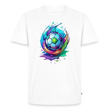 Neon Blitz Football Frenzy - Men's Premium Organic T-Shirt - white - Front - Nico (187cm)