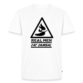 Real men eat sambal - Men's Premium Organic T-Shirt - white - Front - Nico (187cm)