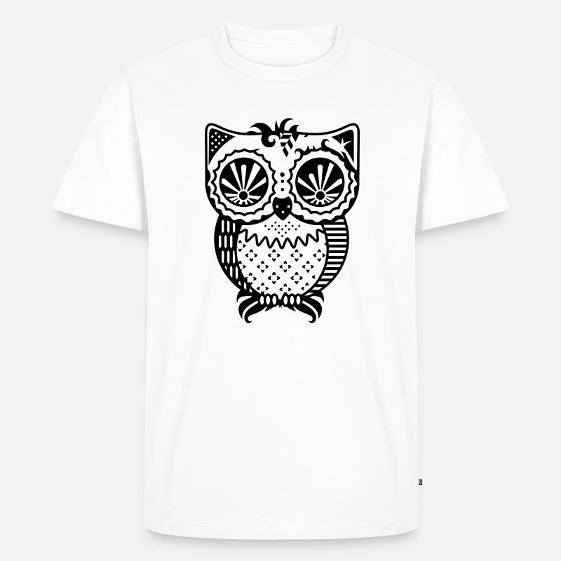 Patchwork Eule - Männer Premium Bio T-Shirt - Weiß