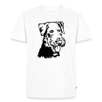 Airedale Terrier Head - Men's Premium Organic T-Shirt - white - Front - Nico (187cm)