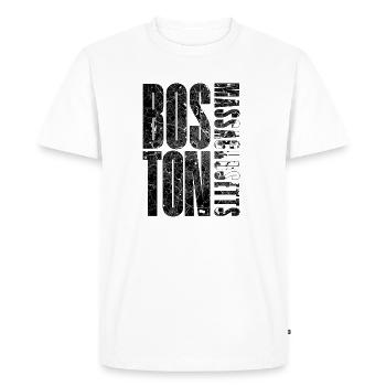 Boston Massachusetts Carte de la ville Conception typographique - T-shirt Premium bio Homme - blanc - Devant - Nico (187cm)