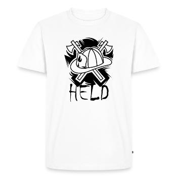 Héros, Pompier, Pompier, Symbole, Hache, Héros - T-shirt Premium bio Homme - blanc - Devant - Nico (187cm)