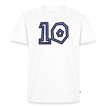 10. 10 ANS. 10e ANNIVERSAIRE. ANNIVERSAIRE 10 ANS. - T-shirt Premium bio Homme - blanc - Devant - Nico (187cm)