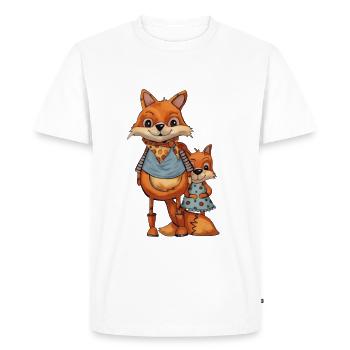 Fox family in colorful outfits - Men's Premium Organic T-Shirt - white - Front - Nico (187cm)