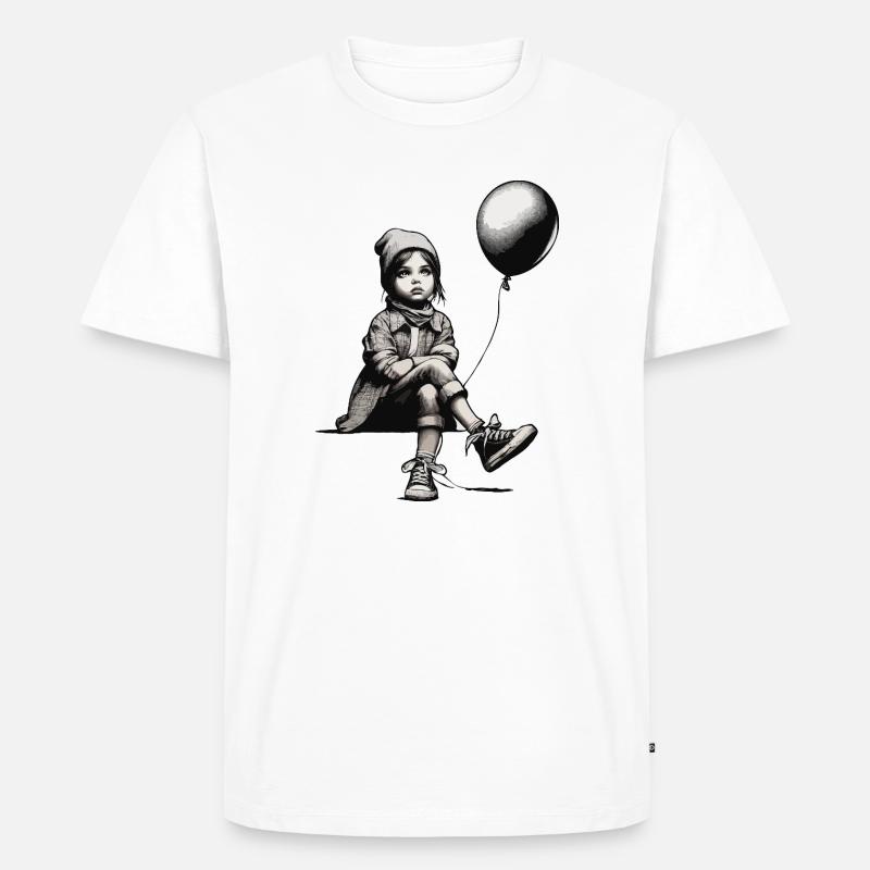Mädchen mit Luftballon - Männer Premium Bio T-Shirt - Weiß
