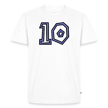 10. 10 ANS. 10e ANNIVERSAIRE. ANNIVERSAIRE 10 ANS. - T-shirt Premium bio Homme - blanc - Devant - Nico (187cm)