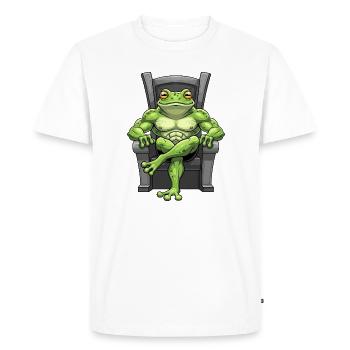 Cool Cartoon Grenouille Fitness Musculation - T-shirt Premium bio Homme - blanc - Devant - Nico (187cm)