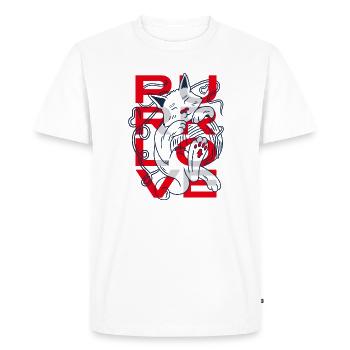 Chat d’amour ronronnant avec boule de laine - T-shirt Premium bio Homme - blanc - Devant - Nico (187cm)