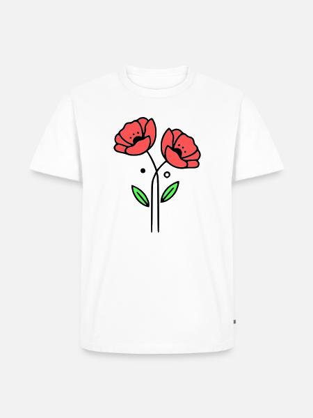 mohnblume-mohnblumen-minimalistisch-line-art-5 - Männer Premium Bio T-Shirt - Weiß