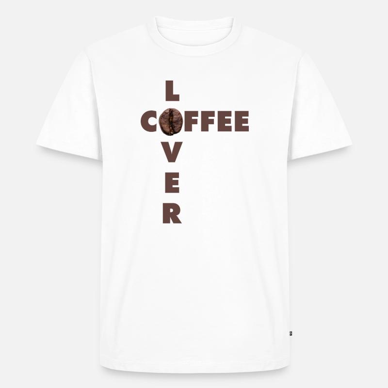 Kaffeeliebhaber-Design mit echter Bohne - Männer Premium Bio T-Shirt - Weiß