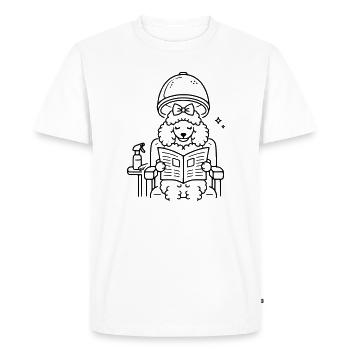 Caniche chez le coiffeur - T-shirt Premium bio Homme - blanc - Devant - Nico (187cm)