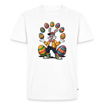 Easter bunny with colorful eggs and hoodie - Men's Premium Organic T-Shirt - white - Front - Nico (187cm)