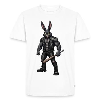 Heavy Metal Lapin de Pâques Rocker Lapin de Pâques Hardcore - T-shirt Premium bio Homme - blanc - Devant - Nico (187cm)
