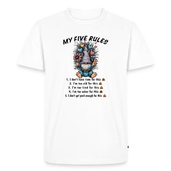 My Five Rules Funny Gnome Humor - Men's Premium Organic T-Shirt - white - Front - Nico (187cm)