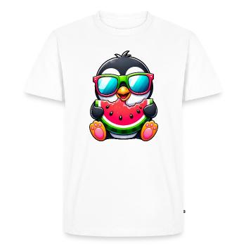 Manchot d’été avec pastèque - T-shirt Premium bio Homme - blanc - Devant - Nico (187cm)