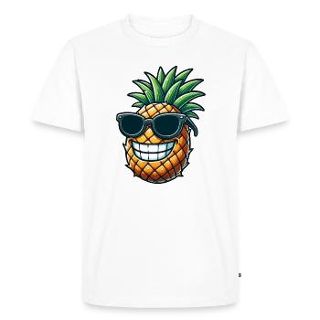 Dessin animé drôle d’ananas avec lunettes de soleil - T-shirt Premium bio Homme - blanc - Devant - Nico (187cm)