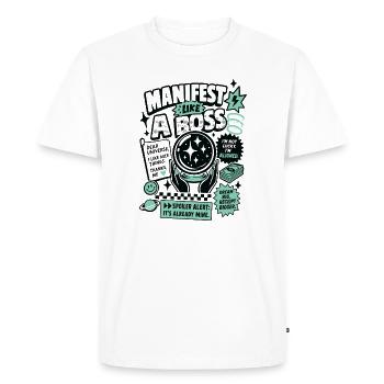 Manifeste comme un dicton de motivation - T-shirt Premium bio Homme - blanc - Devant - Nico (187cm)