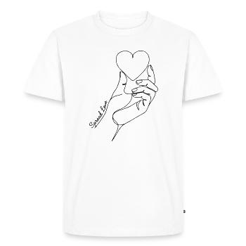 Spread Love Dessin minimaliste en lignes de cœur - T-shirt Premium bio Homme - blanc - Devant - Nico (187cm)