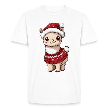 Alpaca Llama Christmas - Men's Premium Organic T-Shirt - white - Front - Nico (187cm)