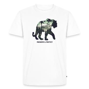 Preserve & Protect Wildcat - Men's Premium Organic T-Shirt - white - Front - Nico (187cm)