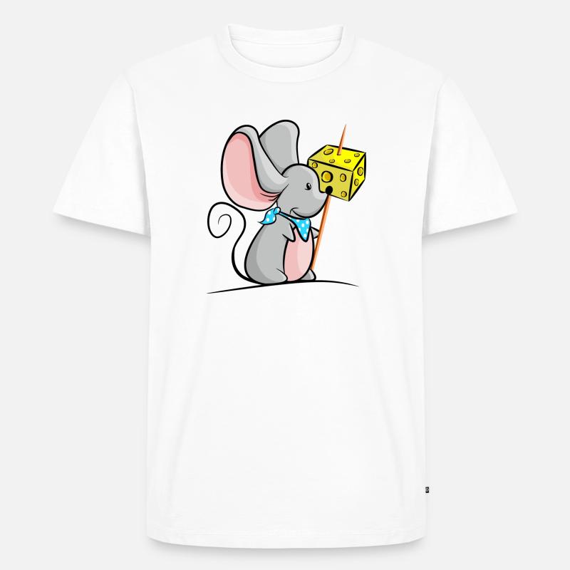 Maus mit Käse - Männer Premium Bio T-Shirt - Weiß