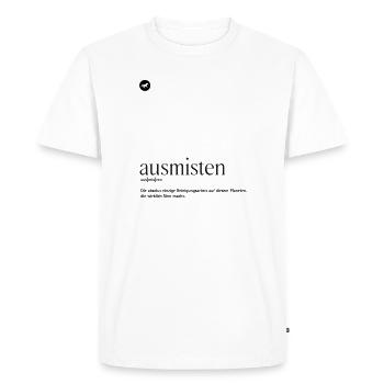 ausmisten - genau erklärt - Männer Premium Bio T-Shirt - Weiß - Vorne - Nico (187cm)