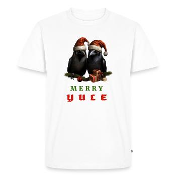 Merry Yule with Hugin and Munin - Men's Premium Organic T-Shirt - white - Front - Nico (187cm)