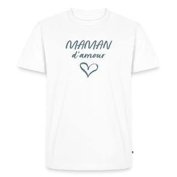Maman d'amour, fête des mères, message pour maman - T-shirt Premium bio Homme - blanc - Devant - Nico (187cm)