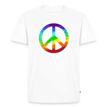 Signes de paix Arc-en-ciel Paix Pacifiste Reggae - T-shirt Premium bio Homme - blanc - Devant - Nico (187cm)