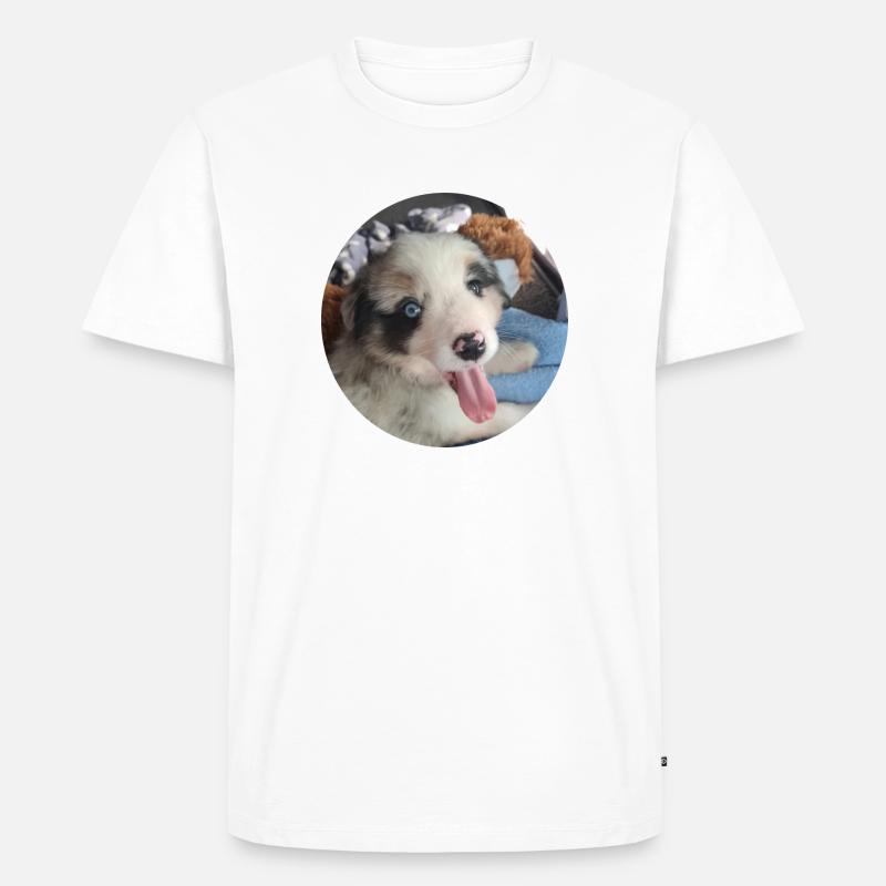 Ein ganz junger Australien Shepherd - Männer Premium Bio T-Shirt - Weiß