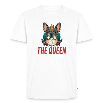 CHIEN BOULDOG FRANCAIS THE QUEEN RACE MIGNON - T-shirt Premium bio Homme - blanc - Devant - Nico (187cm)