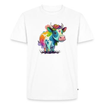 Cow Drawing Rainbow - Men's Premium Organic T-Shirt - white - Front - Nico (187cm)