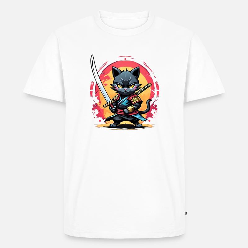 Ninja Katze #1 - Männer Premium Bio T-Shirt - Weiß