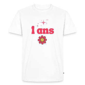 1. 1 year. 1st ANNIVERSARY. 1 YEAR ANNIVERSARY ANNIVERSARY. ANNI - Men's Premium Organic T-Shirt - white - Front - Nico (187cm)