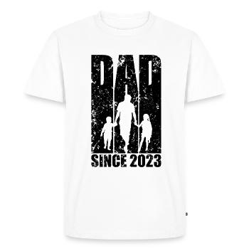 PAPA DEPUIS 2023 PAPA 2 ENFANTS FÊTE DES PÈRES - T-shirt Premium bio Homme - blanc - Devant - Nico (187cm)