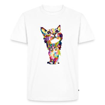 Colorful Cat and little Kitten colorful cat - Men's Premium Organic T-Shirt - white - Front - Nico (187cm)