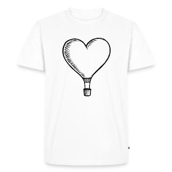Montgolfière cœur – Ballon cœur romantique - T-shirt Premium bio Homme - blanc - Devant - Nico (187cm)